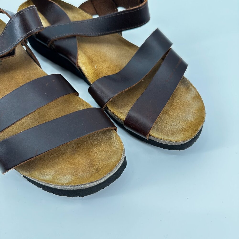 Naot Brown Leather Crossover Strap Sandals - Picture 2 of 5